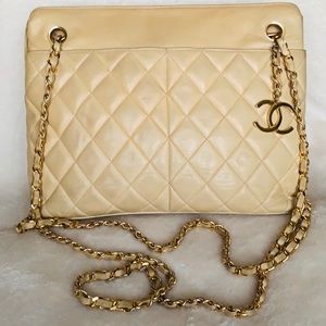 CHANEL Lambskin Quilted Mademoiselle CC Charm Tote